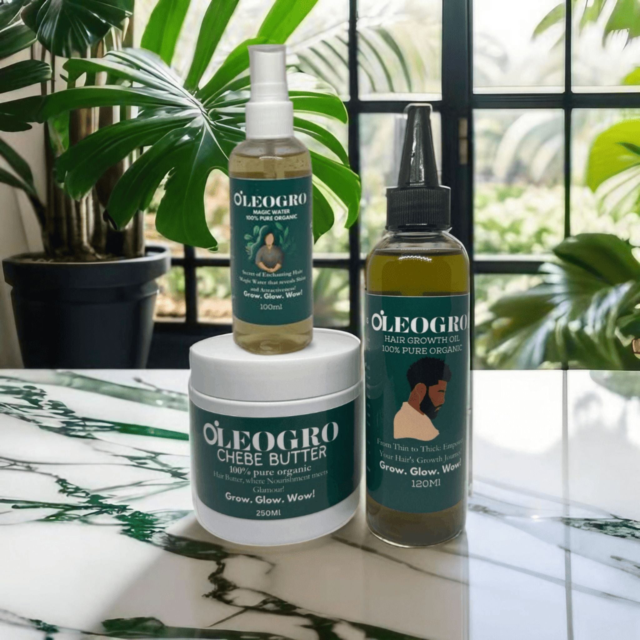 Men Basic Combo Bundle| Hårväxt Oil+Magic Water+Chebe Butter| 100% rent ekologiskt