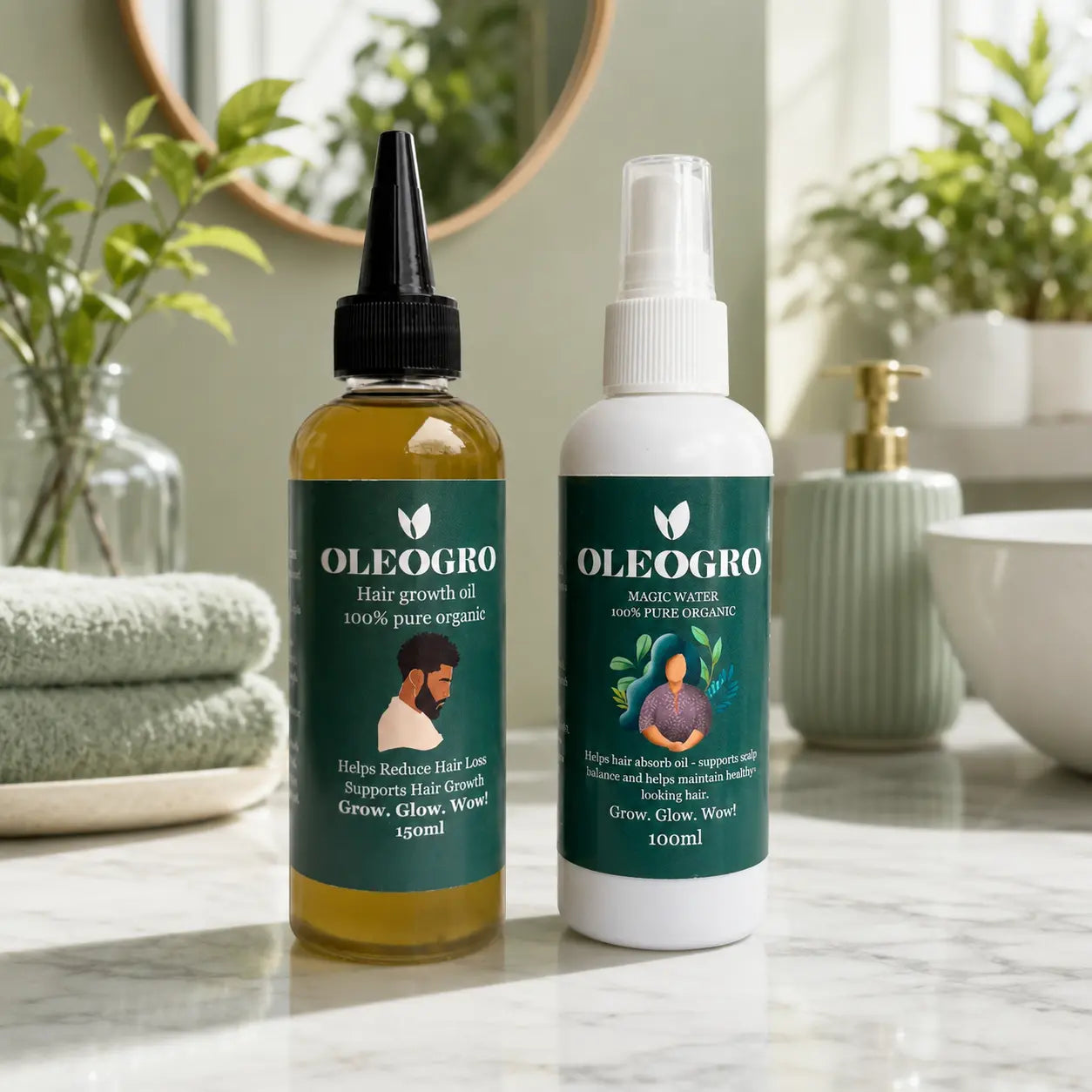 Double Magic| Men Hair Growth oil and  Magic Water| 100% pure organic